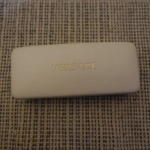 Versace Glasses Sunglasses Case White Texture Gold Logo Hard Shell